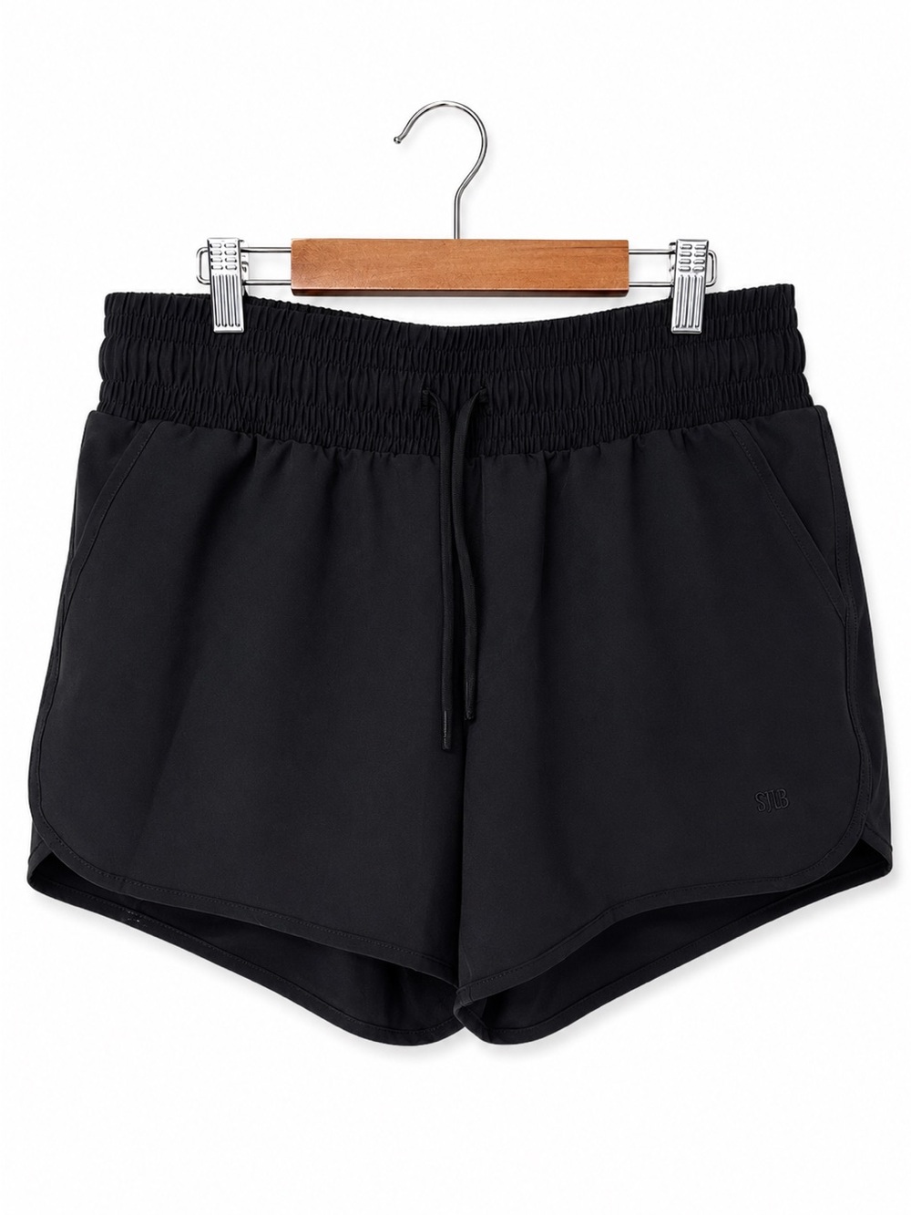 Albion Black Elastic-Waist Athletic Shorts